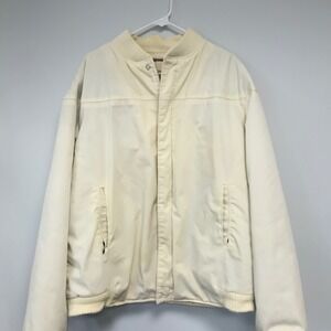 Vintage The Original Varsity by Catalina Jacket Men 46 LONG Cream Bomber‎ STAIN*